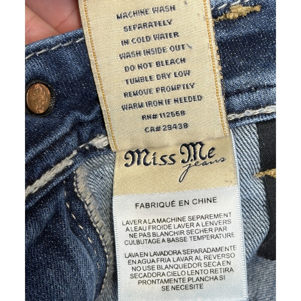 Miss Me Y2K Grunge Rhinestone Flap Pocket Bootcut Jeans Blue Denim Size 30 - Picture 10 of 16
